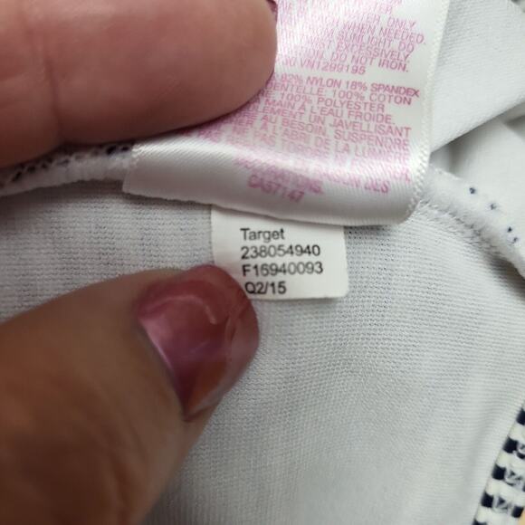 Xhilaration Womens Blue White Striped Crochet Racerback Bikini Top Size Large - Picture 4 of 4